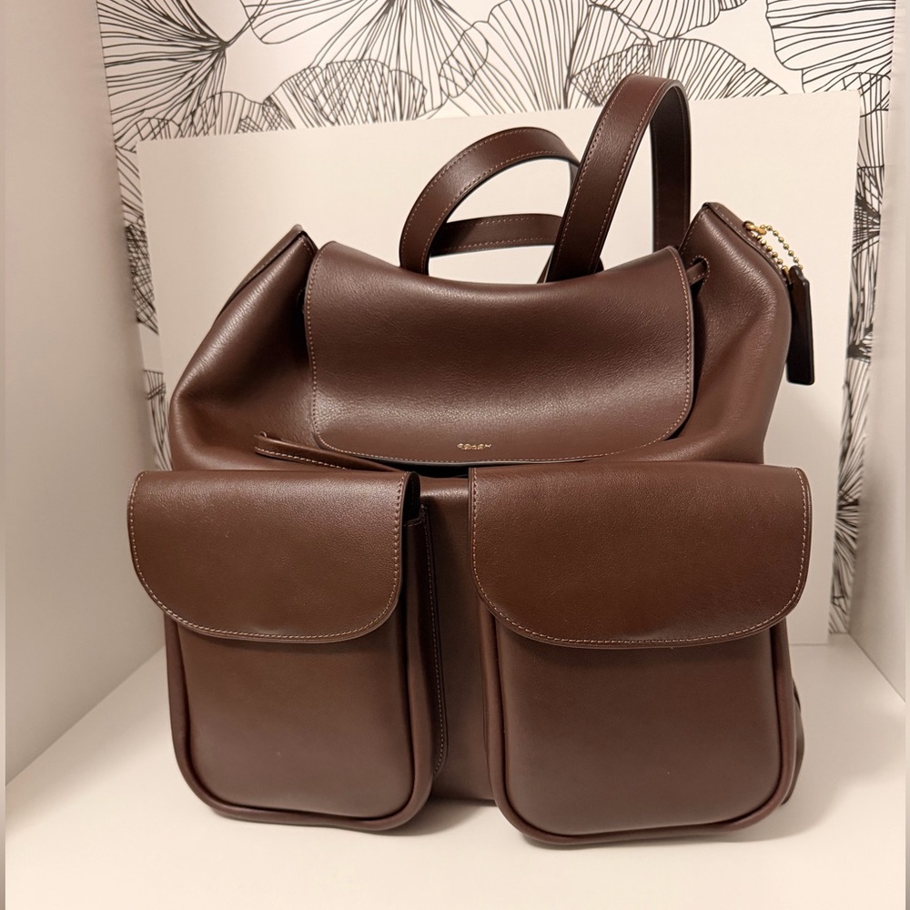 Authentic Coach Crosby 28 Backpack – Natural Grain Leather – Maple- New with Tag - Picture 3 of 11